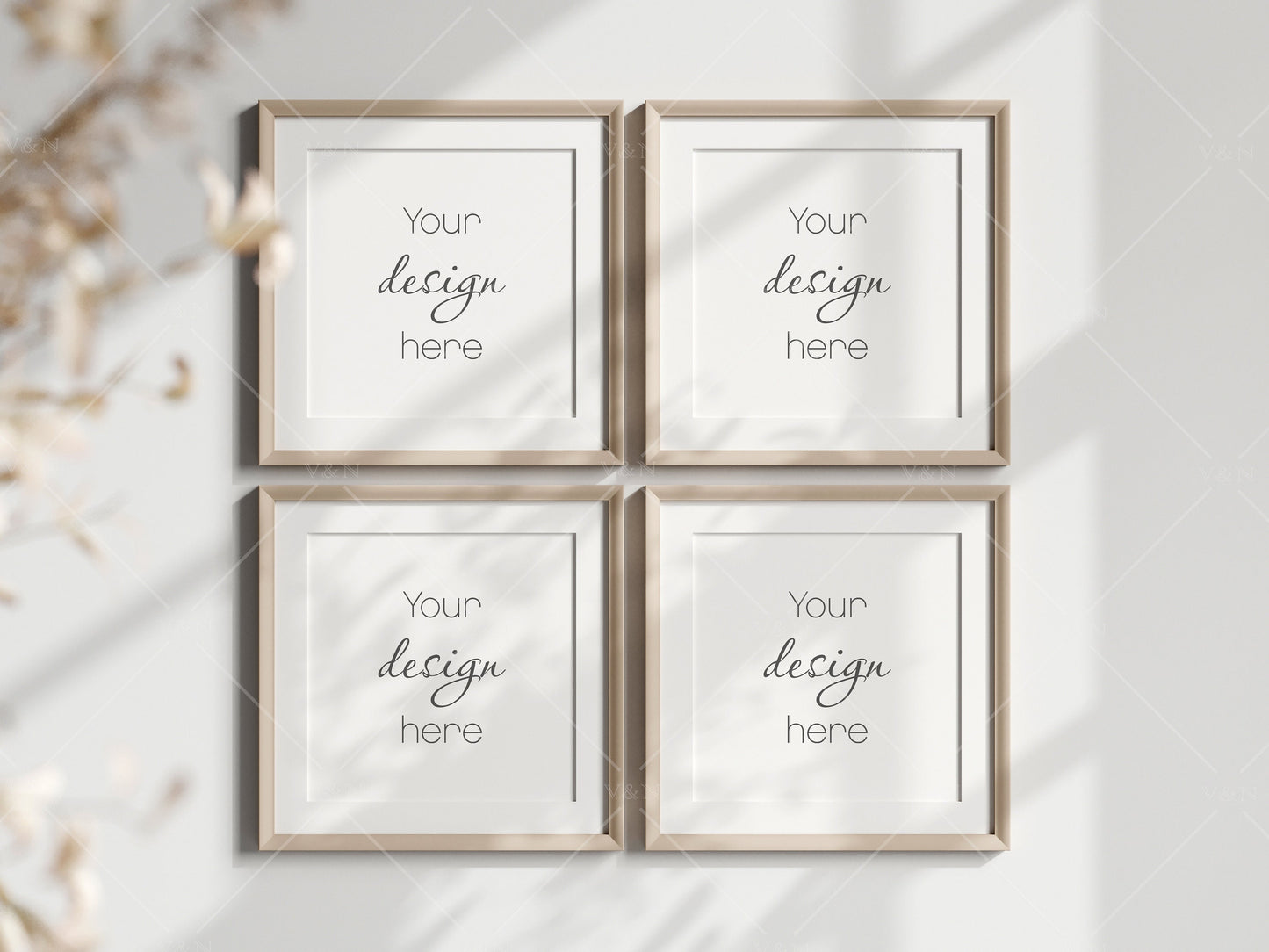 Four Square Frames Mockup in Boho, Poster Mockup, Frame Mockup for Print, Frame Mockup for Art