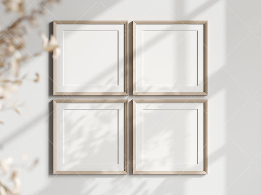 Four Square Frames Mockup in Boho, Poster Mockup, Frame Mockup for Print, Frame Mockup for Art