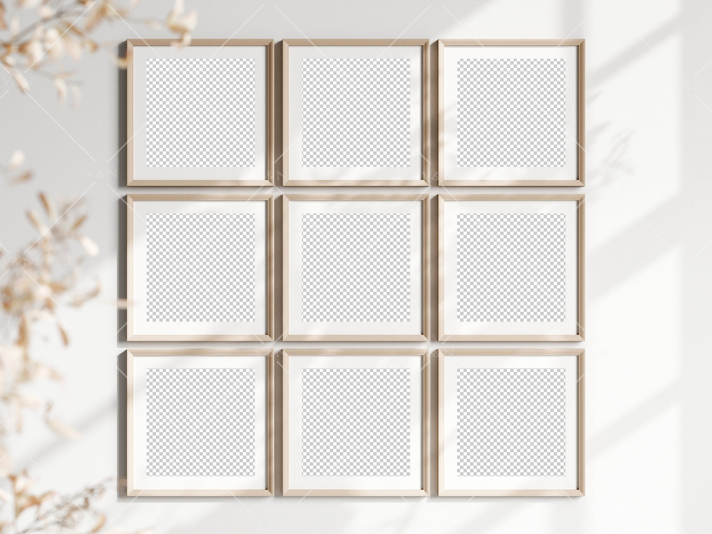 Nine Square Frames Mockup in Boho, Poster Mockup, Frame Mockup for Print, Frame Mockup for Art