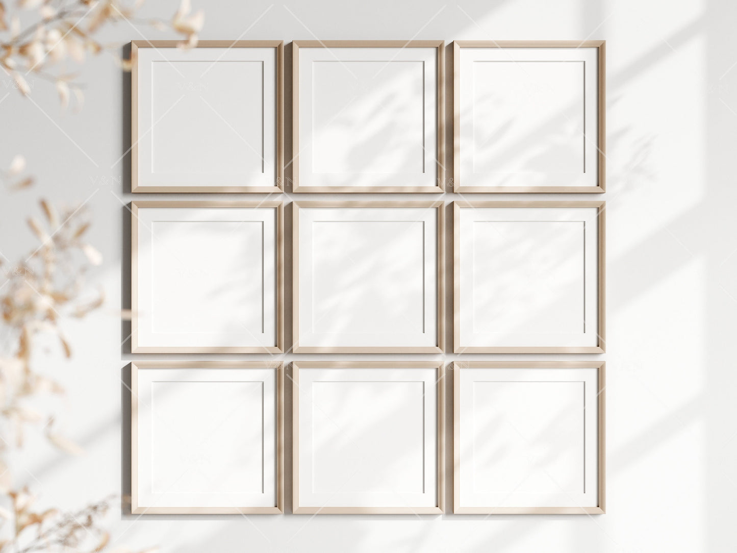 Nine Square Frames Mockup in Boho, Poster Mockup, Frame Mockup for Print, Frame Mockup for Art