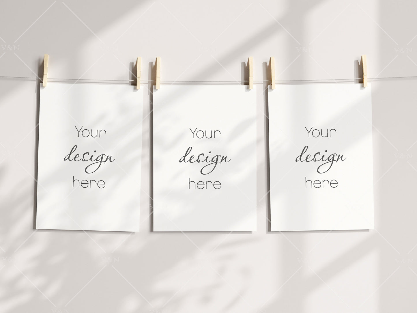 Three Paper Mockup, Poster Mockup, Mockup Print, Pegs and Paper, Art Print Mockup, Minimalist Mockup, Boho Mockup, PSD JPG PNG