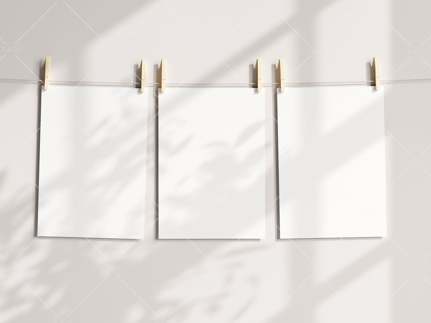 Three Paper Mockup, Poster Mockup, Mockup Print, Pegs and Paper, Art Print Mockup, Minimalist Mockup, Boho Mockup, PSD JPG PNG