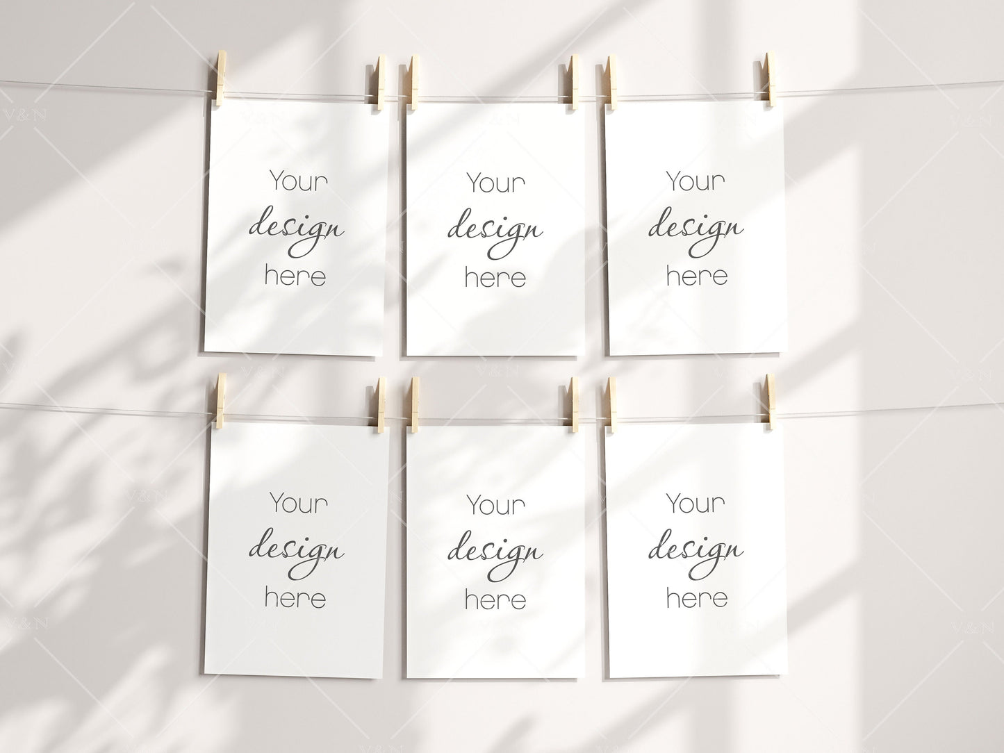 Six Papers Mockup, Poster Mockup, Mockup Print, Pegs and Paper, Art Print Mockup, Minimalist Mockup, Boho Mockup, PSD JPG PNG