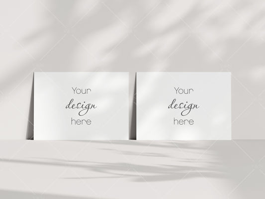 Two Horizontal Cards Mockup Boho 5x7, Invitation Mockup, Greeting Card Mockup