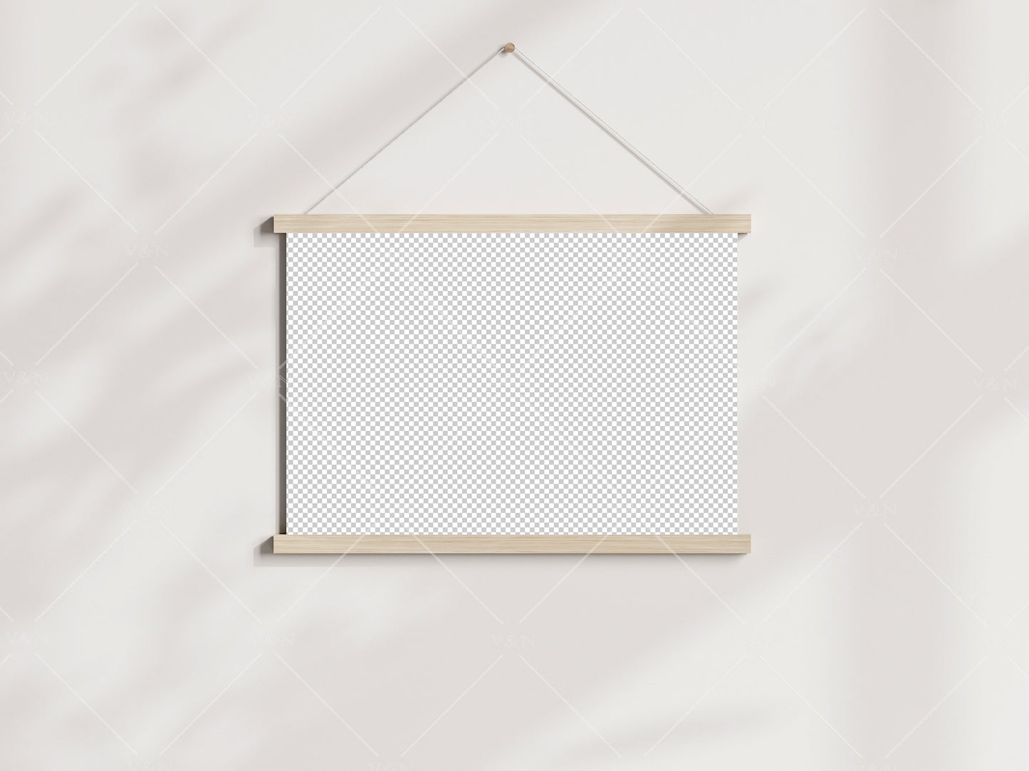 Horizontal Poster Hanger Mockup, Wooden Hanging Poster Frame, Magnetic Poster Bar Mockup, Minimalist Mockup, Boho Mockup, PSD JPG PNG