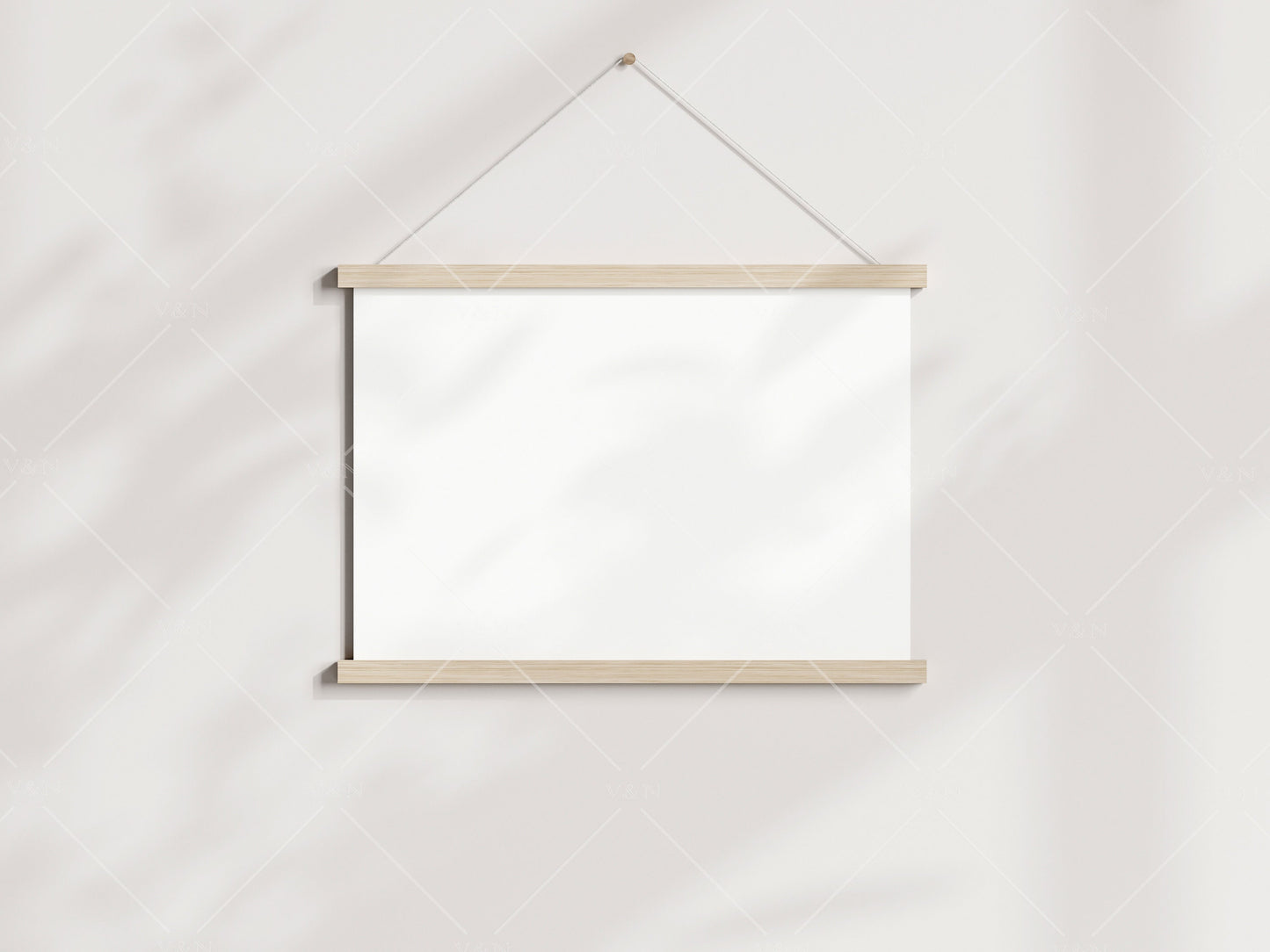 Horizontal Poster Hanger Mockup, Wooden Hanging Poster Frame, Magnetic Poster Bar Mockup, Minimalist Mockup, Boho Mockup, PSD JPG PNG