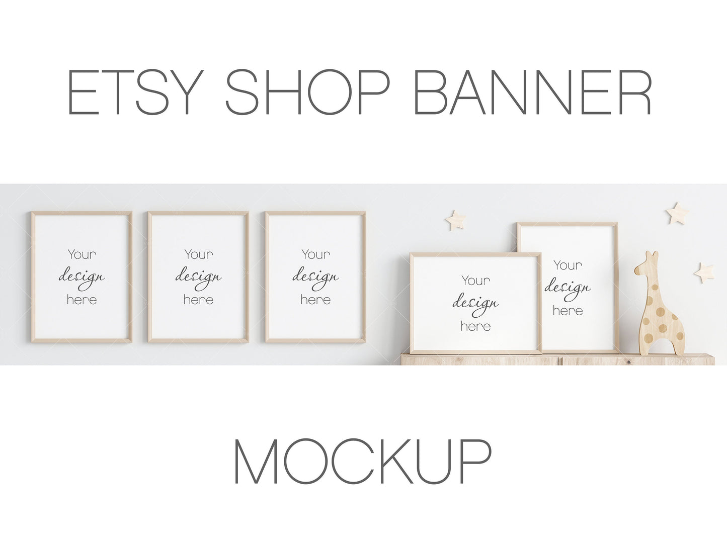 Etsy Shop Banner Mockup With White Frames 3*4 ratio, Nursery Frame Mockup, Poster Mockup, Frame Mockup for Print, Frame Mockup for Art