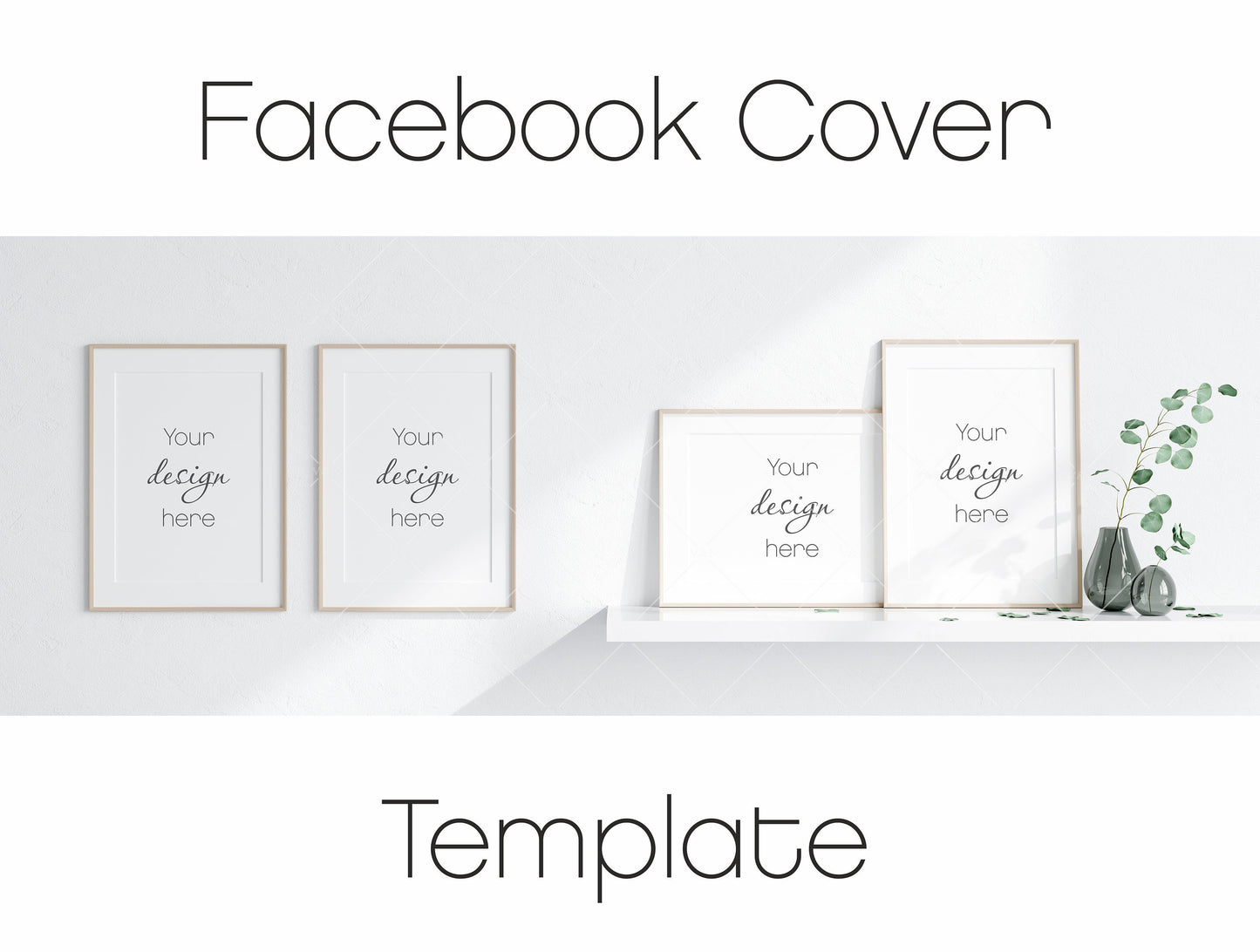 Facebook Cover Template Mockup With Black Frames A1, Minimalist Frame Mockup, Poster Mockup, Frame Mockup for Print, Frame Mockup for Art