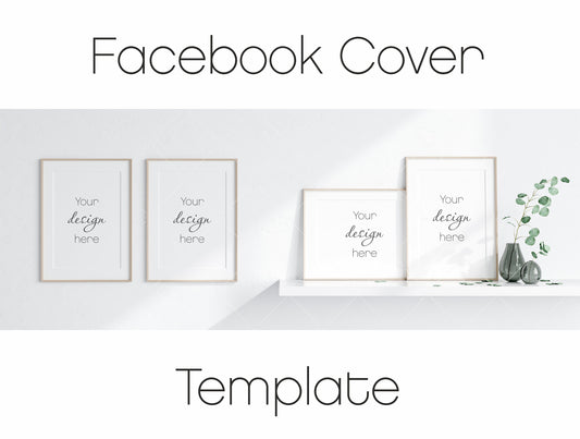 Facebook Cover Template Mockup With Black Frames A1, Minimalist Frame Mockup, Poster Mockup, Frame Mockup for Print, Frame Mockup for Art