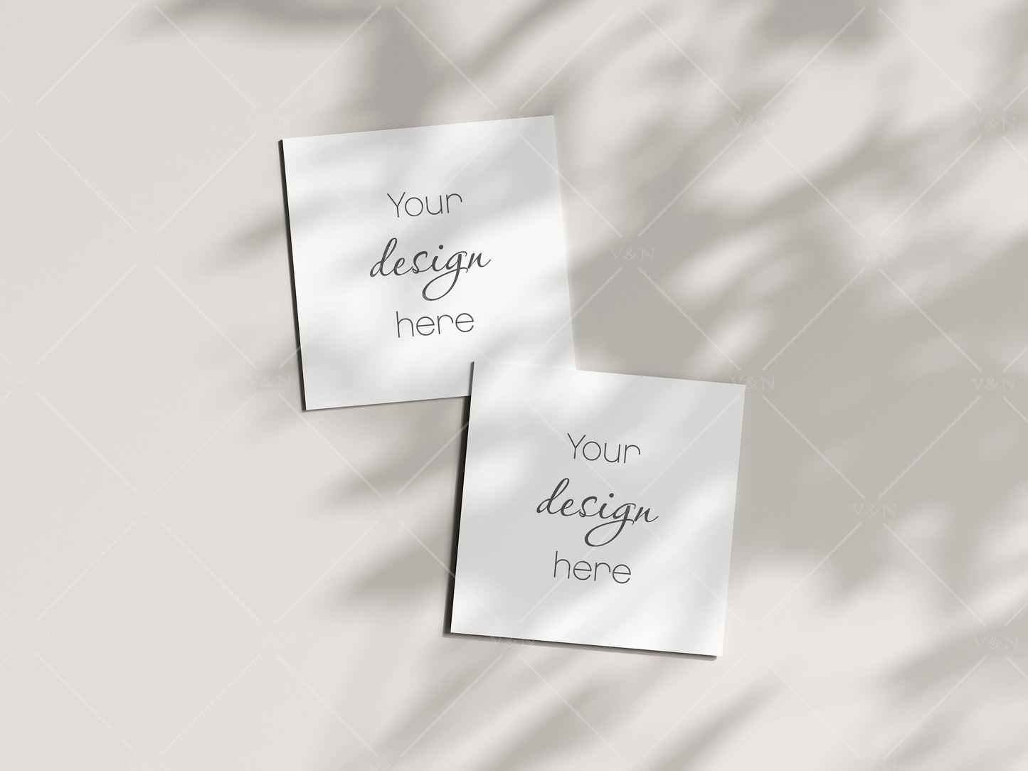 Two Square Cards Mockup 5x7, Boho Invitation Mockup, Greeting Card Mockup