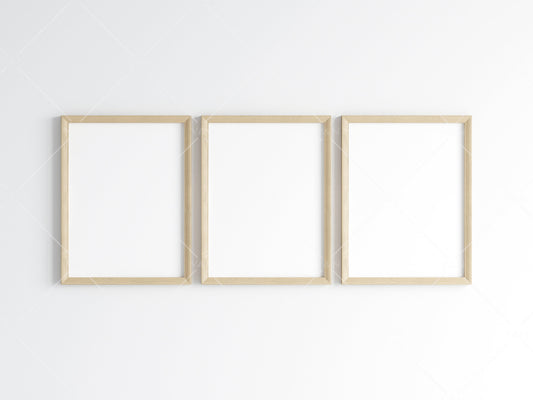 Three Wooden Frames Mockup 5x4 ratio, Poster Mockup, Minimalist Mockup, JPG PNG PSD