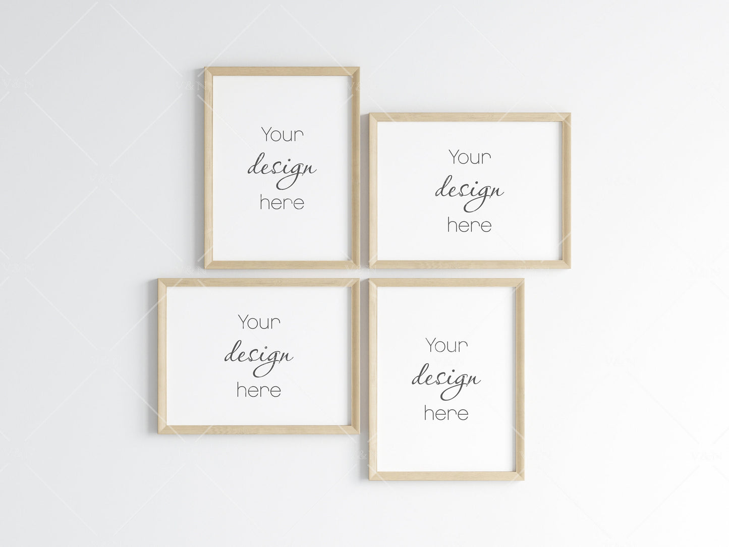 Four Wooden Frames Mockup 5x4 ratio, Poster Mockup, Minimalist Mockup, JPG PNG PSD