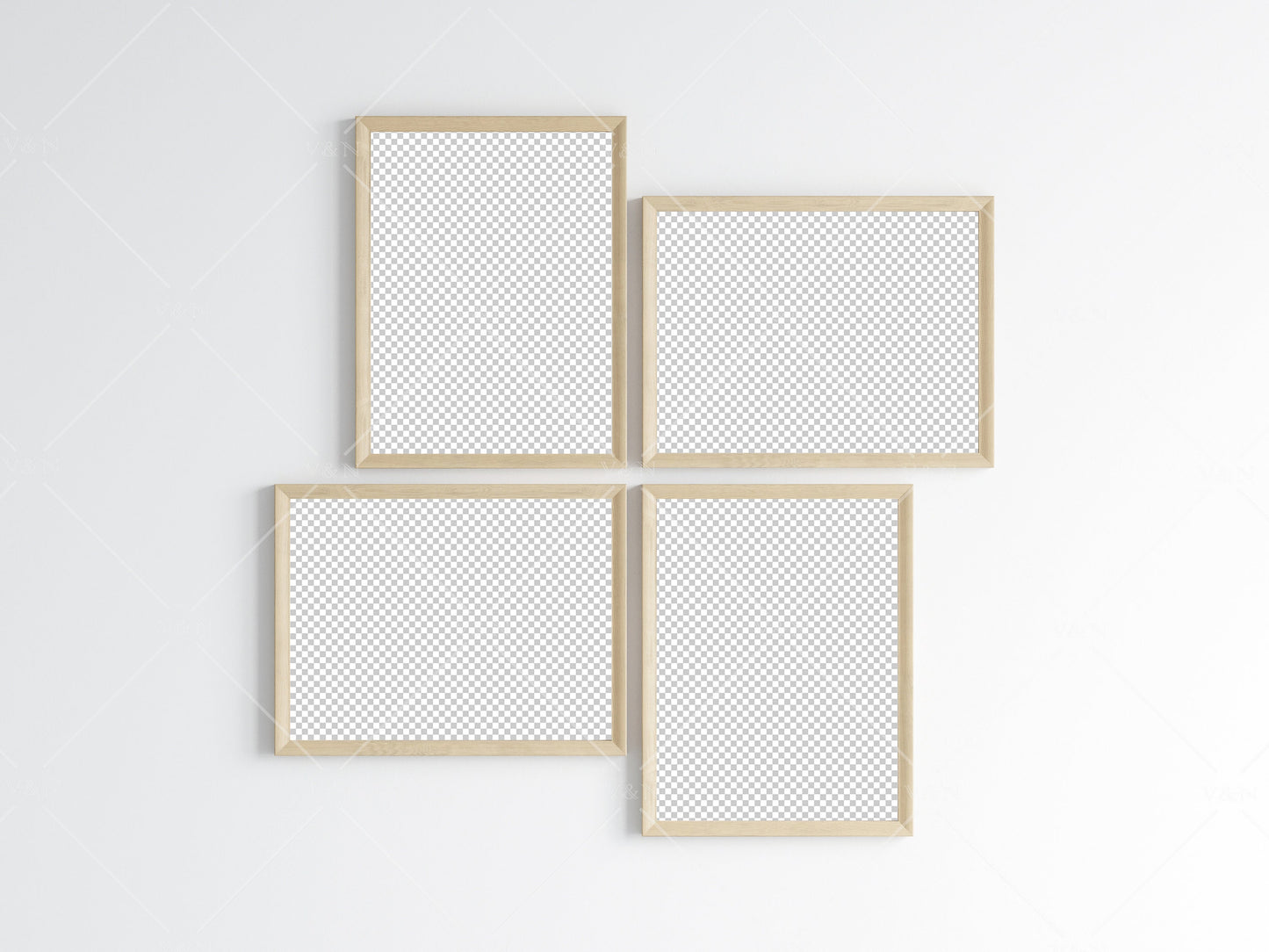 Four Wooden Frames Mockup 5x4 ratio, Poster Mockup, Minimalist Mockup, JPG PNG PSD