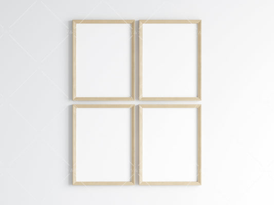 Four Wooden Frames Mockup 5x4 ratio, Poster Mockup, Minimalist Mockup, JPG PNG PSD