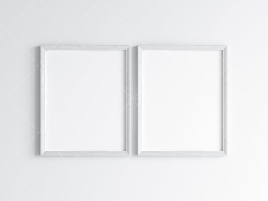 Two White Frames Mockup 5x4 ratio, Poster Mockup, Minimalist Mockup, JPG PNG PSD