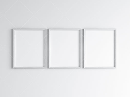 Three White Frames Mockup 5x4 ratio, Poster Mockup, Minimalist Mockup, JPG PNG PSD