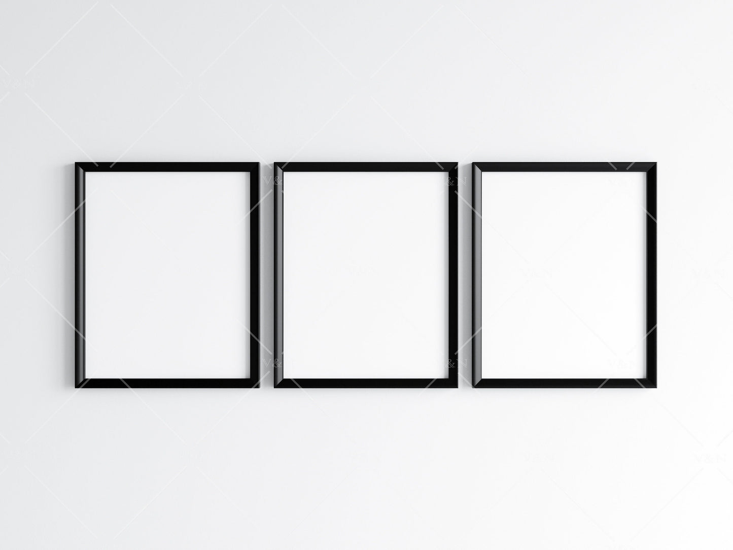 Three Black Frames Mockup 5x4 ratio, Poster Mockup, Minimalist Mockup, JPG PNG PSD