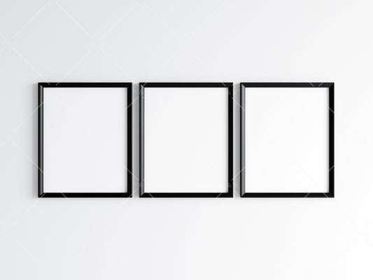 Three Black Frames Mockup 5x4 ratio, Poster Mockup, Minimalist Mockup, JPG PNG PSD