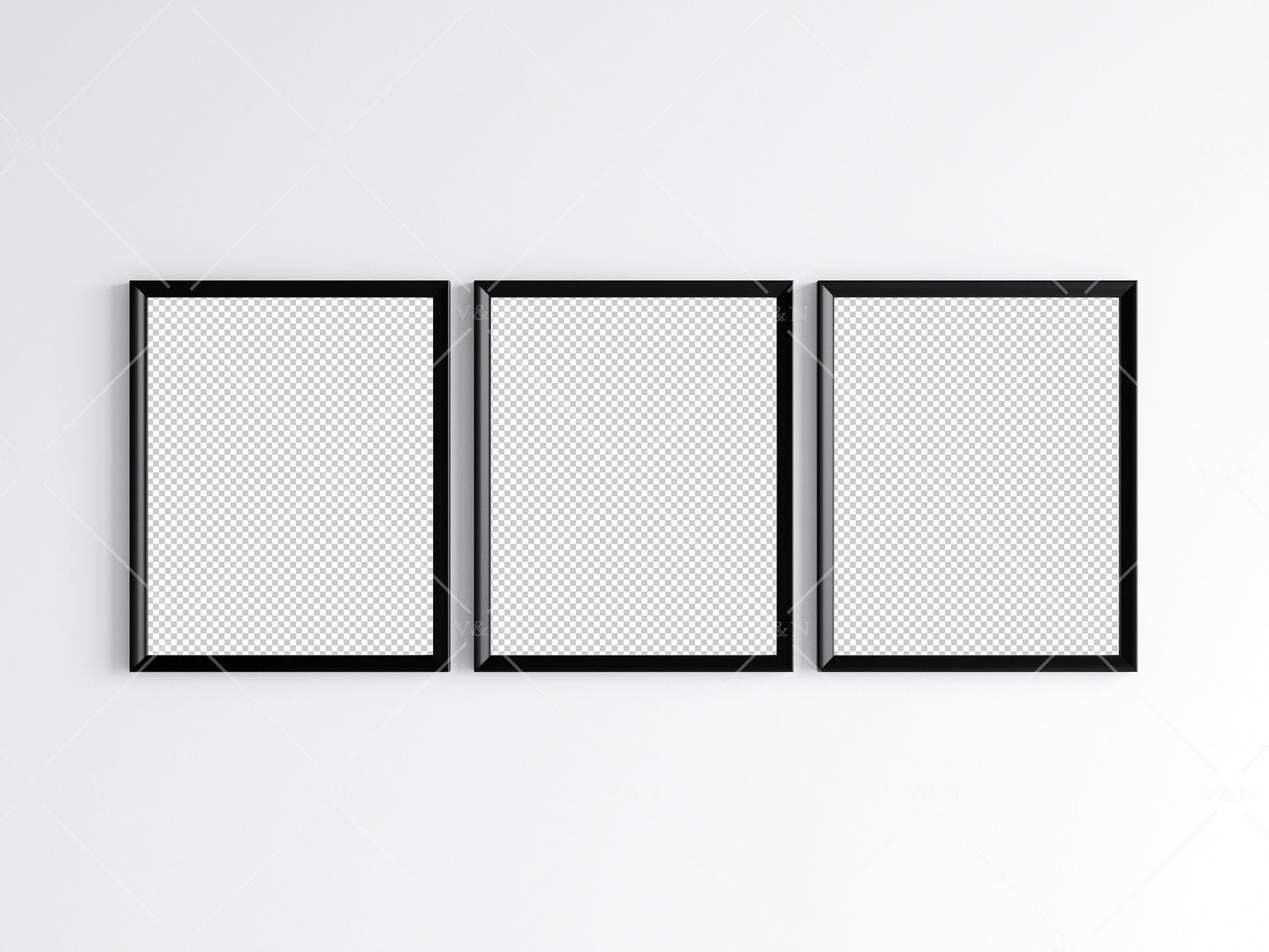 Three Black Frames Mockup 5x4 ratio, Poster Mockup, Minimalist Mockup, JPG PNG PSD