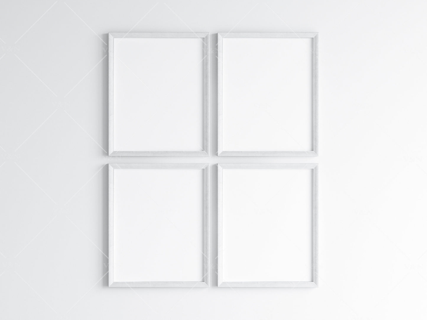 Four White Frames Mockup 5x4 ratio, Poster Mockup, Minimalist Mockup, JPG PNG PSD