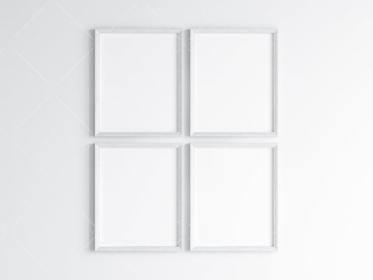 Four White Frames Mockup 5x4 ratio, Poster Mockup, Minimalist Mockup, JPG PNG PSD