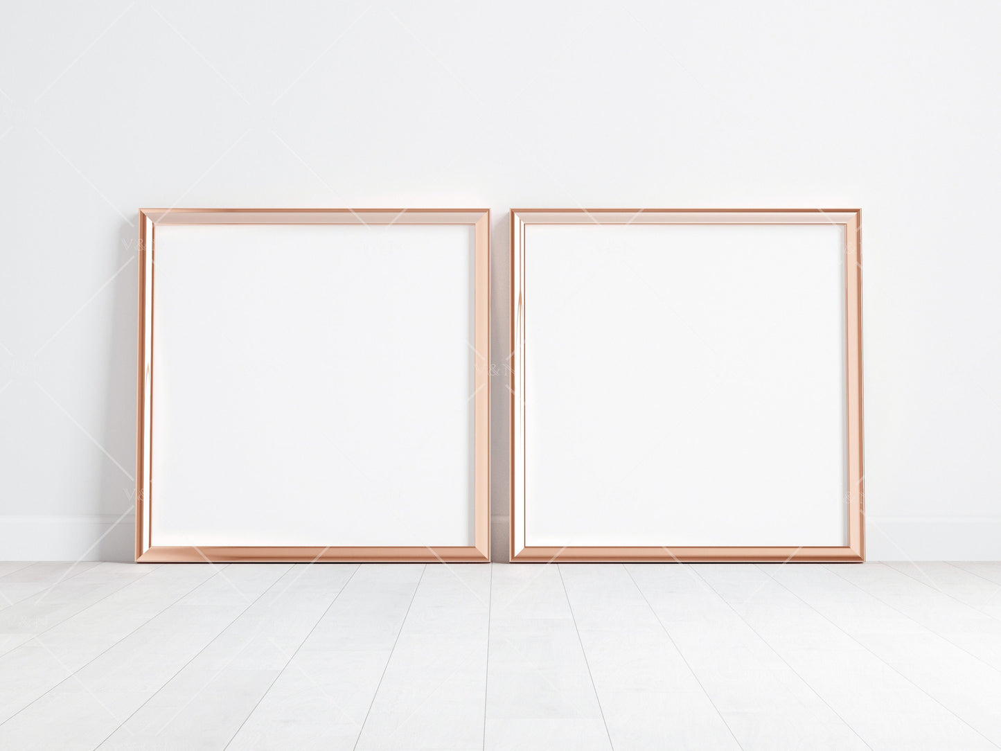 Two Gold Square Frames Mockup, Poster Mockup, Square Frame Mockup, Frame Mockup for Print, JPG PNG PSD