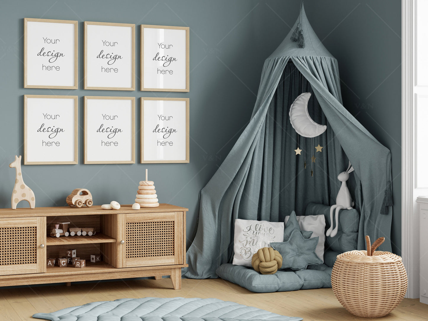 Nursery Frame Mockup, Modern Kid's Room Frame Mockup