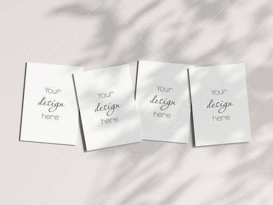 Four Cards Mockup 5x7, Boho Invitation Mockup, Greeting Card Mockup