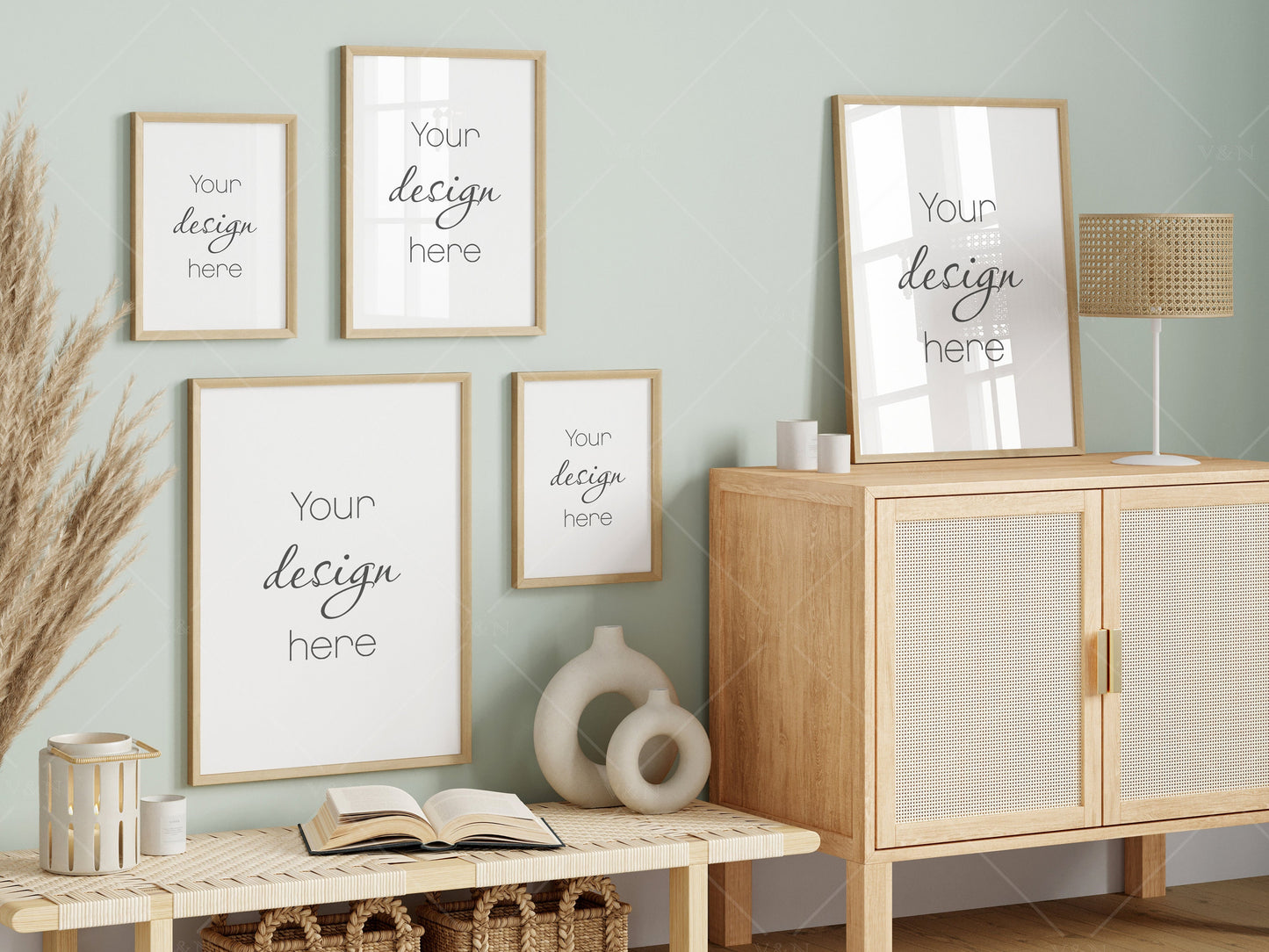 Gallery Frame Mockup, Vertical Wooden Frame Mockup, Poster Mockup