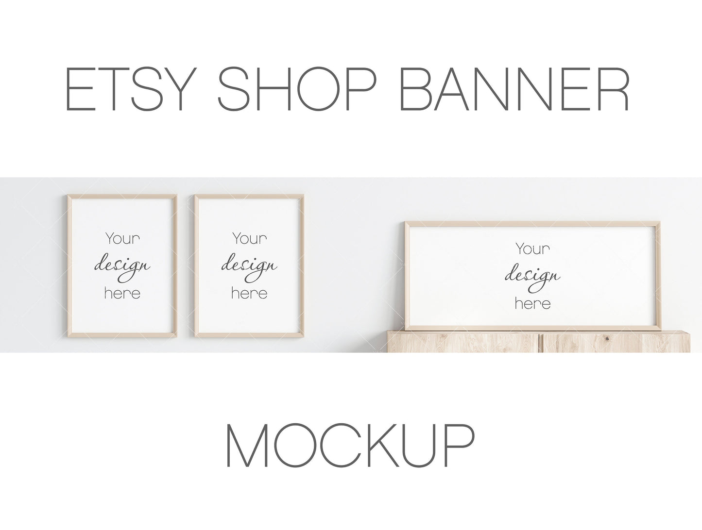 Etsy Shop Banner Mockup With Wooden Frames