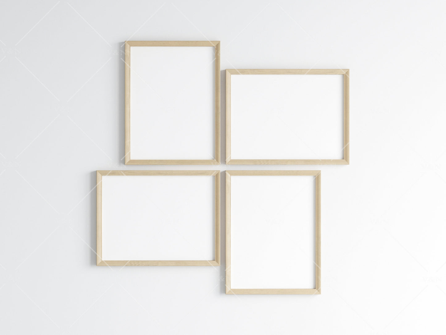 Four Wooden Frames Mockup 5x4 ratio, Poster Mockup, Minimalist Mockup, JPG PNG PSD