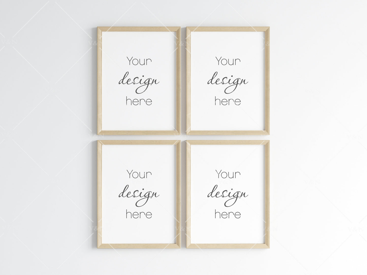 Four Wooden Frames Mockup 5x4 ratio, Poster Mockup, Minimalist Mockup, JPG PNG PSD