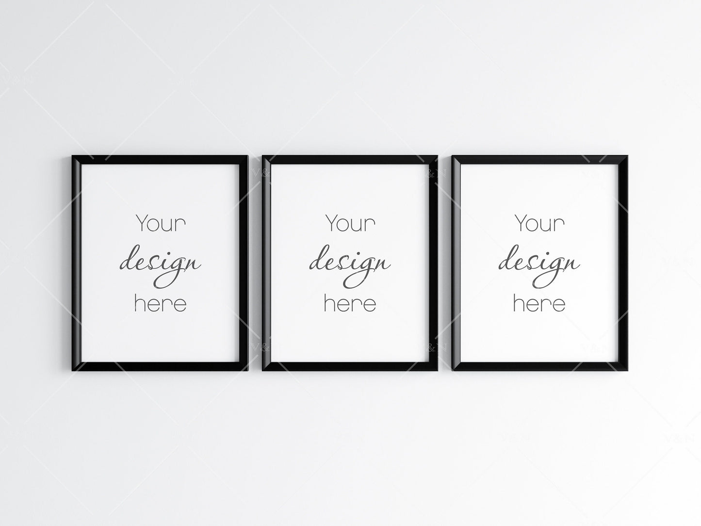 Three Black Frames Mockup 5x4 ratio, Poster Mockup, Minimalist Mockup, JPG PNG PSD