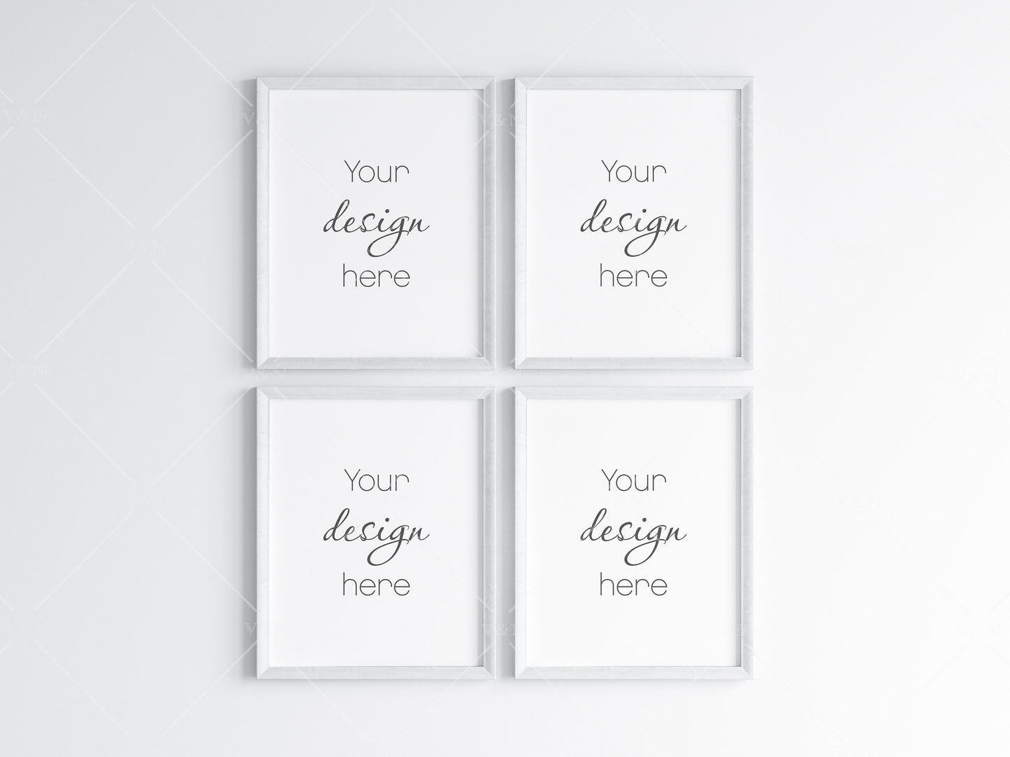 Four White Frames Mockup 5x4 ratio, Poster Mockup, Minimalist Mockup, JPG PNG PSD