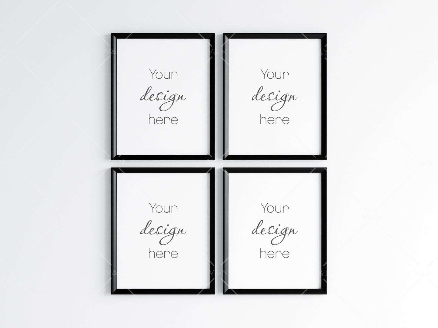 Four Black Frames Mockup 5x4 ratio, Poster Mockup, Minimalist Mockup, JPG PNG PSD