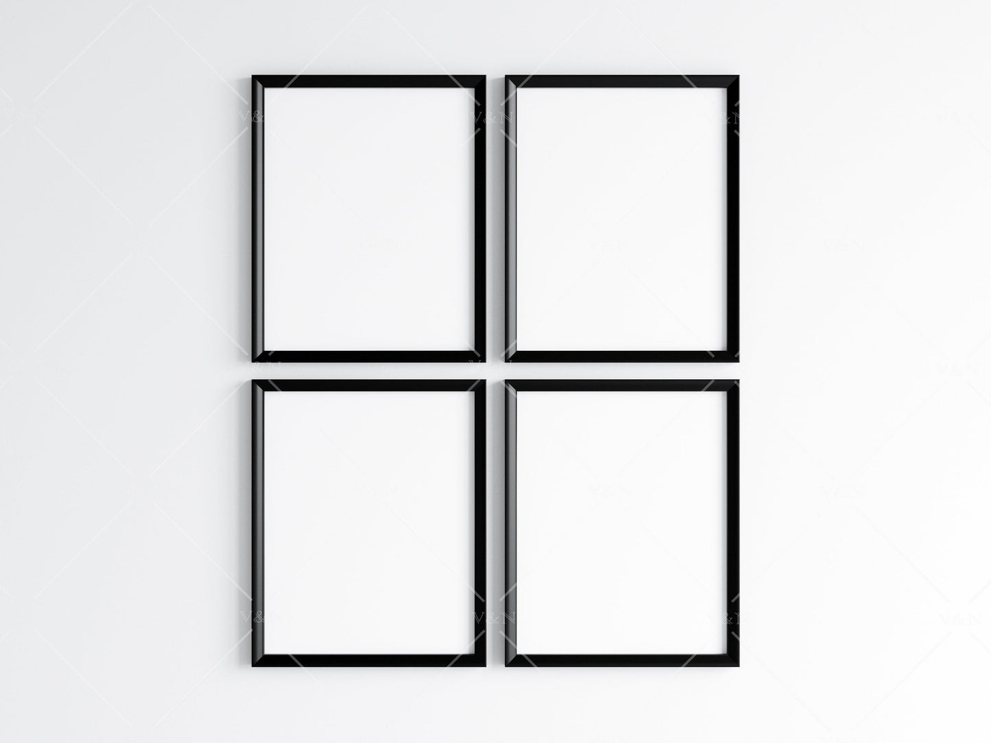 Four Black Frames Mockup 5x4 ratio, Poster Mockup, Minimalist Mockup, JPG PNG PSD