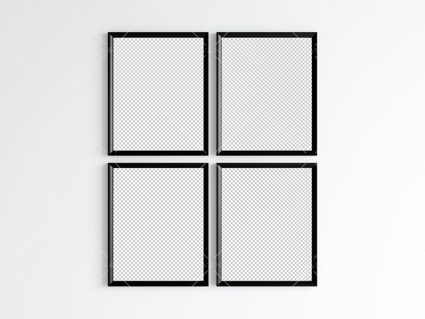 Four Black Frames Mockup 5x4 ratio, Poster Mockup, Minimalist Mockup, JPG PNG PSD