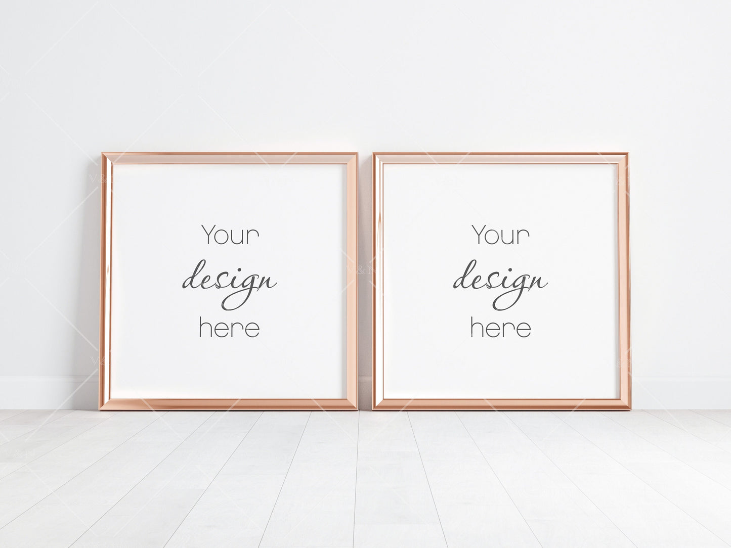 Two Gold Square Frames Mockup, Poster Mockup, Square Frame Mockup, Frame Mockup for Print, JPG PNG PSD