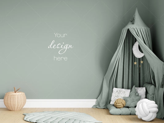 Kids Room Mockup, Nursery Wall Mockup, Children's Room Mockup, Empty Wall Nursery Interior Mockup