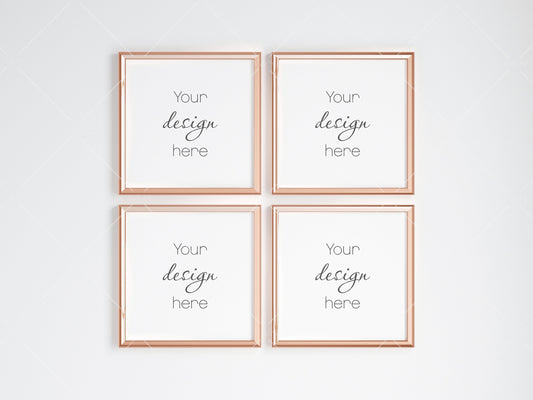 Gold Square Frame Mockup, Poster Mockup, Minimalist Mockup, JPG PNG PSD