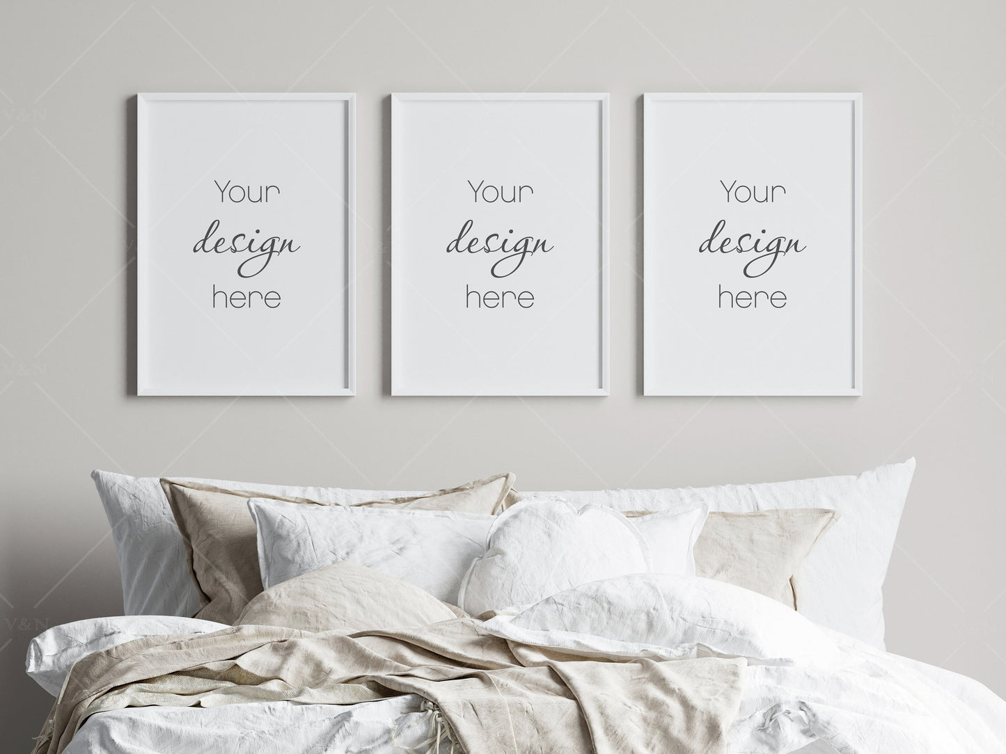 Frame Mockup in Bedroom Interior, Poster Mockup, PSD JPG