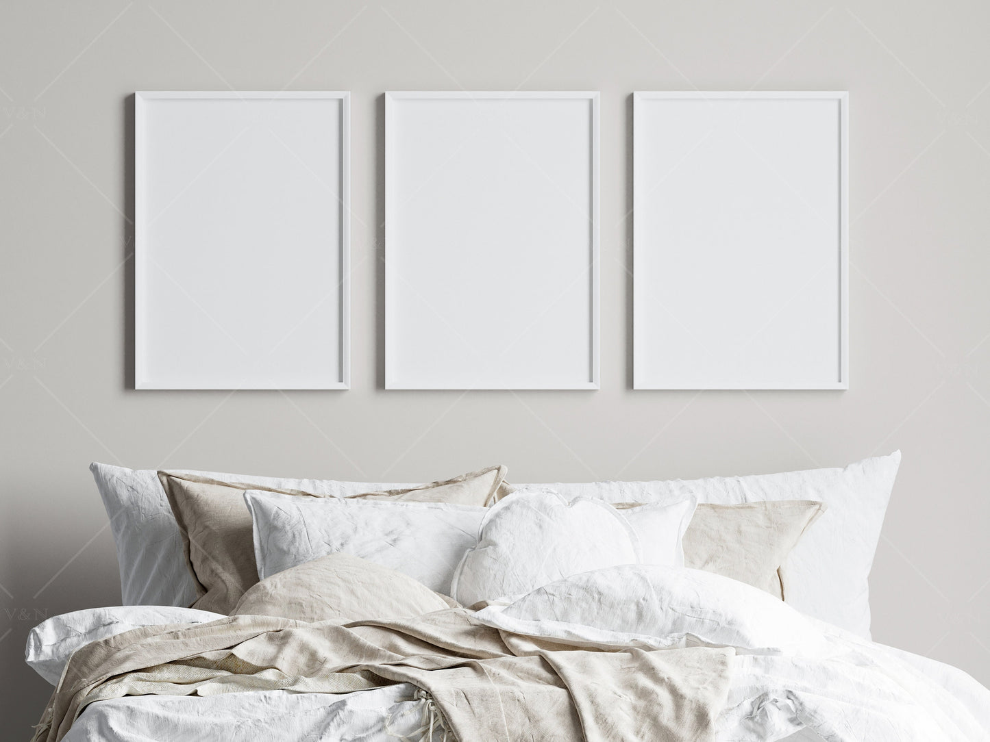 Frame Mockup in Bedroom Interior, Poster Mockup, PSD JPG