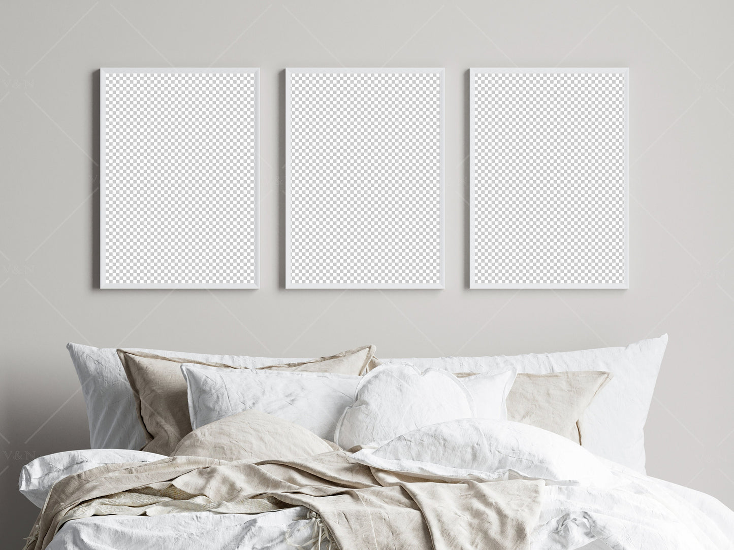 Frame Mockup in Bedroom Interior, Poster Mockup, PSD JPG