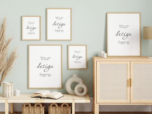 Gallery Frame Mockup, Vertical Wooden Frame Mockup, Poster Mockup