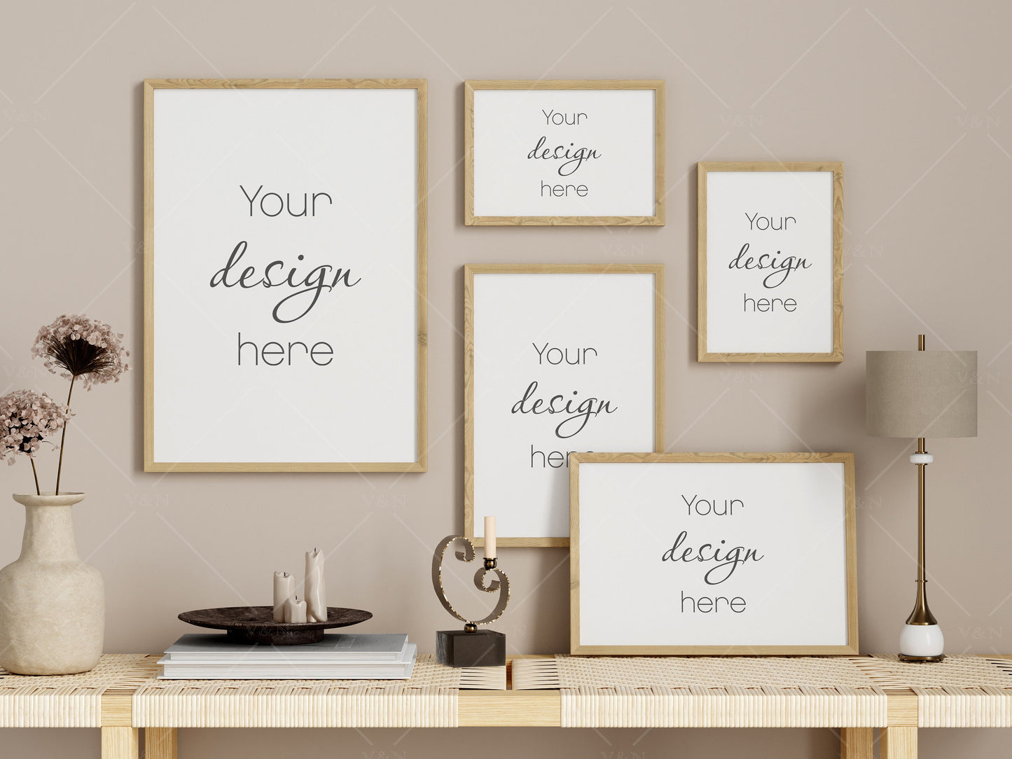 Gallery Frame Mockup, Vertical Wooden Frame Mockup, Poster Mockup