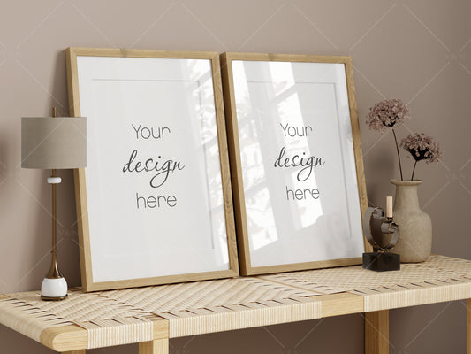 Frame Mockup Boho, Vertical Wooden Frame Mockup, Poster Mockup