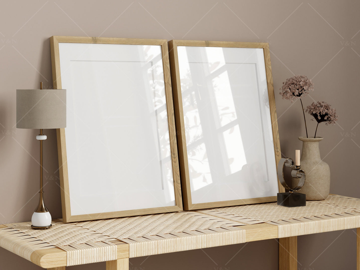 Frame Mockup Boho, Vertical Wooden Frame Mockup, Poster Mockup