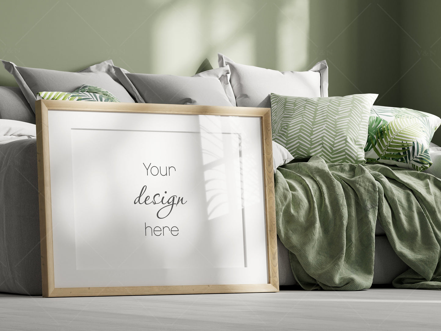 Horizontal Frame Mockup, Poster Mockup, Living Room Frame Mockup A1, PSD JPG