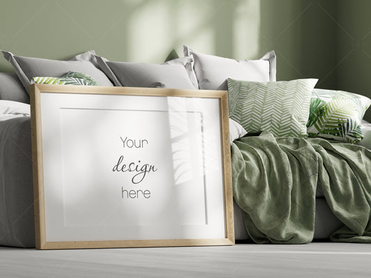 Horizontal Frame Mockup, Poster Mockup, Living Room Frame Mockup A1, PSD JPG