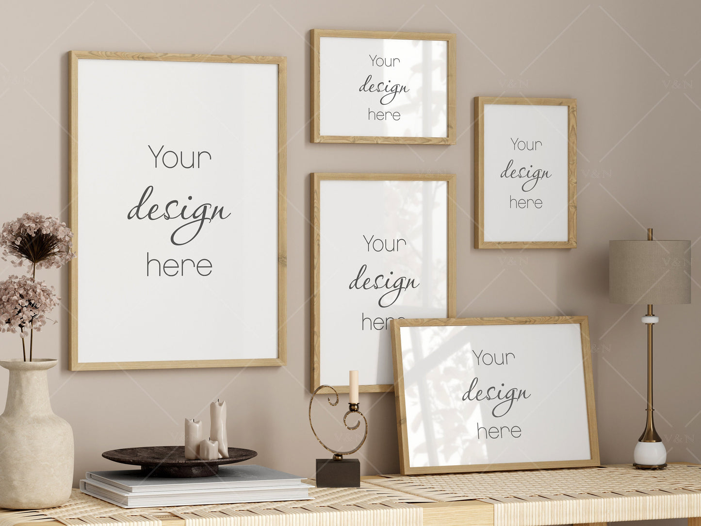 Gallery Frame Mockup, Vertical Wooden Frame Mockup, Poster Mockup